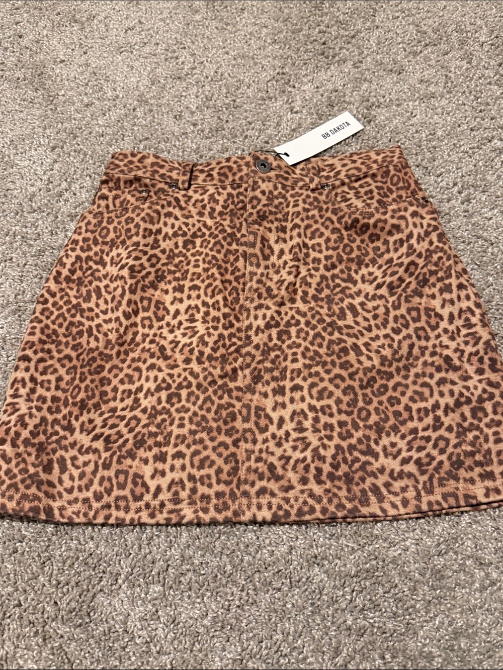 BB Dakota Leopard Print Mini Skirt in Brown & Tan